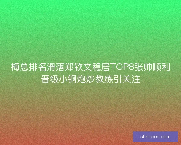 梅总排名滑落郑钦文稳居TOP8张帅顺利晋级小钢炮炒教练引关注