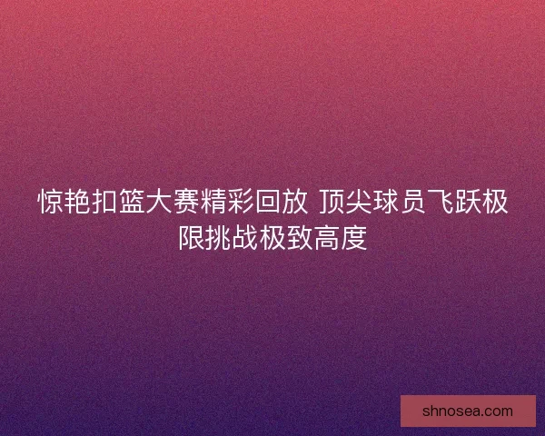 惊艳扣篮大赛精彩回放 顶尖球员飞跃极限挑战极致高度