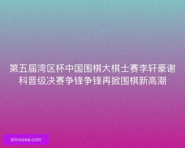 第五届湾区杯中国围棋大棋士赛李轩豪谢科晋级决赛争锋争锋再掀围棋新高潮