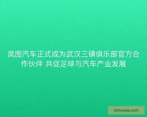 岚图汽车正式成为武汉三镇俱乐部官方合作伙伴 共促足球与汽车产业发展