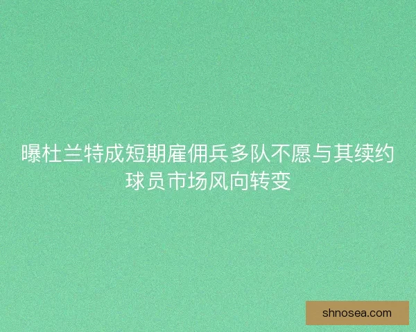 曝杜兰特成短期雇佣兵多队不愿与其续约球员市场风向转变 曝杜兰特成短期雇佣兵多队不愿与其续约球员市场风向转变
