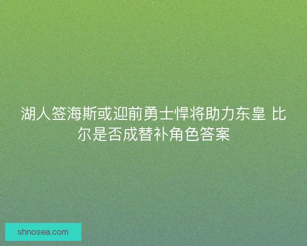 湖人签海斯或迎前勇士悍将助力东皇 比尔是否成替补角色答案