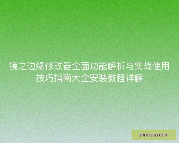 镜之边缘修改器全面功能解析与实战使用技巧指南大全安装教程详解