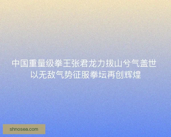 中国重量级拳王张君龙力拔山兮气盖世 以无敌气势征服拳坛再创辉煌 中国重量级拳王张君龙力拔山兮气盖世 以无敌气势征服拳坛再创辉煌
